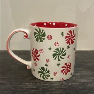 Festive Red and Green Peppermint Mug 18 oz